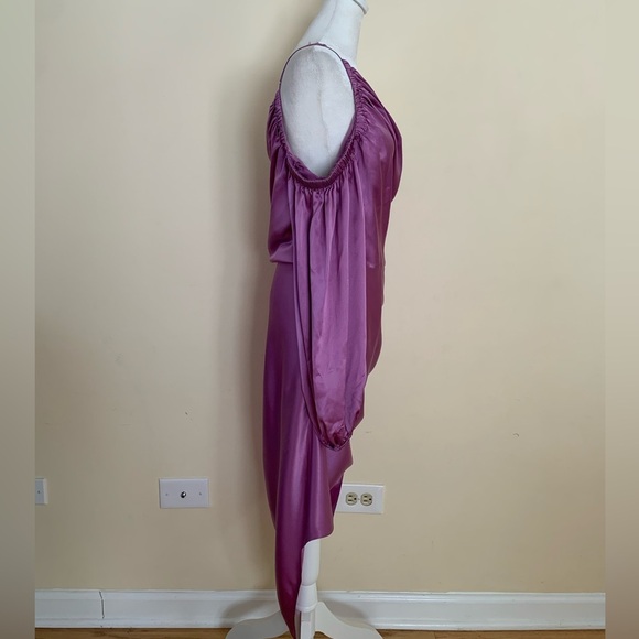 CINQ À SEPT Nakita One Shoulder Asymmetric Silk Dress In Purple - Picture 7 of 10